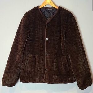 Marigold Shadows Akihiko Oversized Jacket Chocolate Brown Faux Fur Size Small